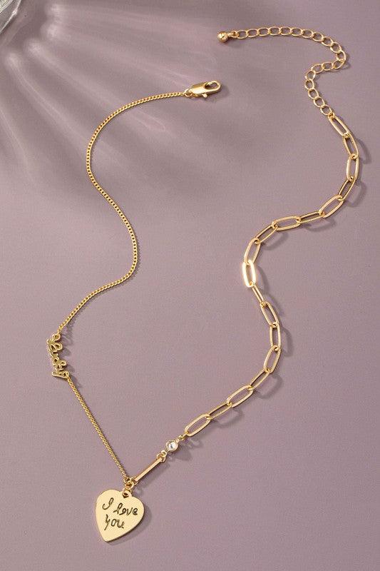 Asymmetric delicate necklace with heart pendant - Jake J Shop