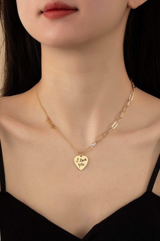 Asymmetric delicate necklace with heart pendant - Jake J Shop