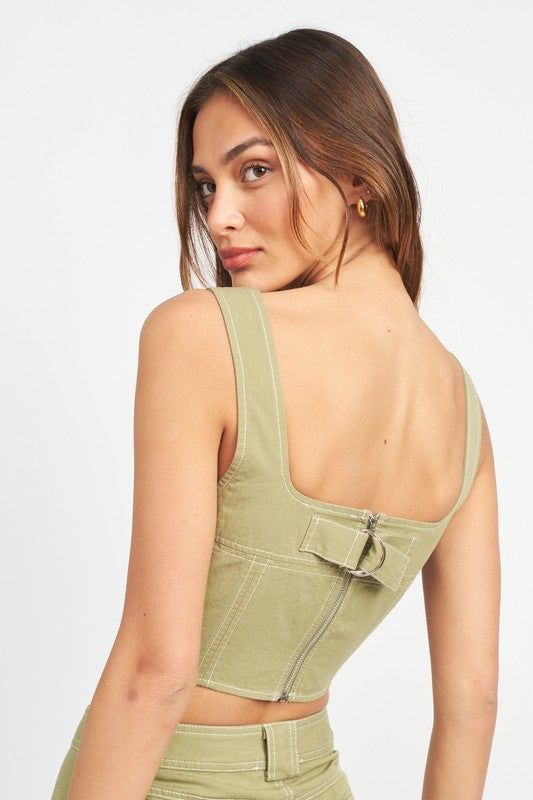 CROPPED CONTRAST CORSET TOP - Jake J Shop