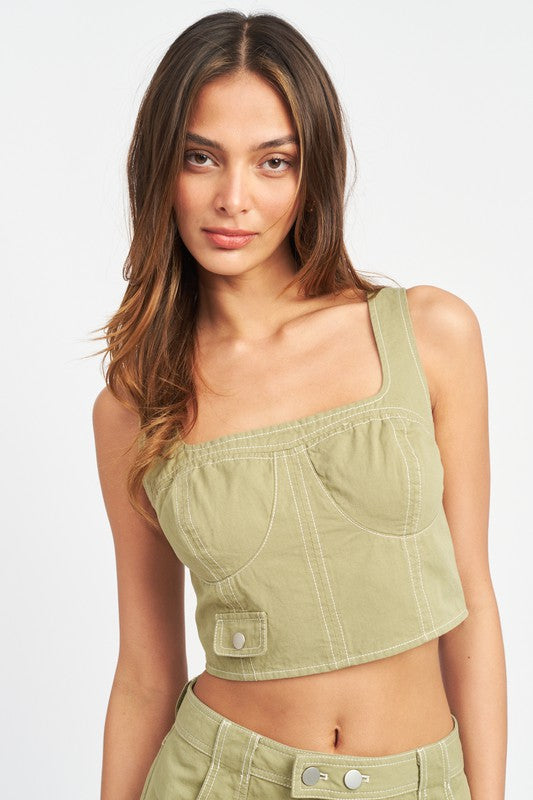 CROPPED CONTRAST CORSET TOP - Jake J Shop