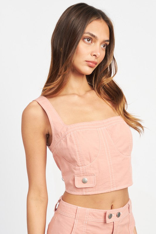 CROPPED CONTRAST CORSET TOP - Jake J Shop