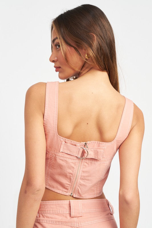 CROPPED CONTRAST CORSET TOP - Jake J Shop