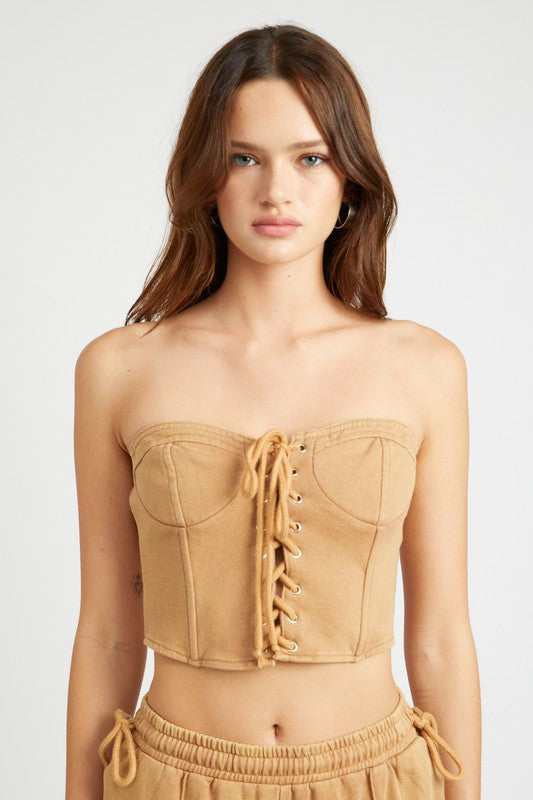 FRENCH TERRY STRAPLESS BUSTIER TOP - Jake J Shop