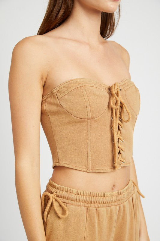 FRENCH TERRY STRAPLESS BUSTIER TOP - Jake J Shop