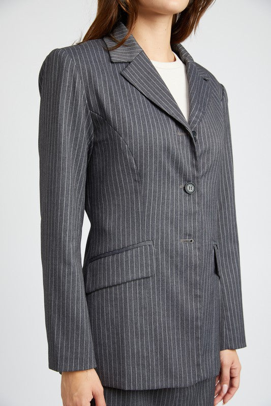 PIN STRIPED BLAZER JACKET - Jake J Shop