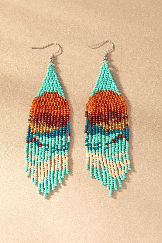 Sunset seed bead drop earrings - Jake J Shop