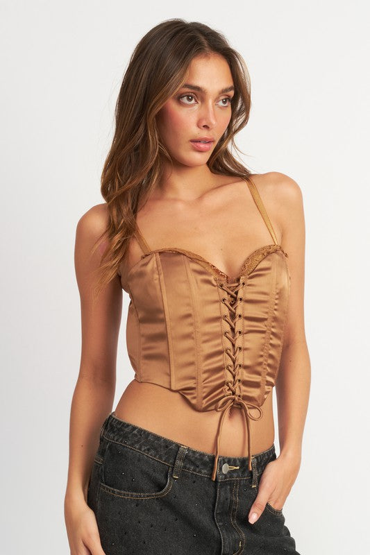 PEEKABOO CORSET TOP WITH LACE DETAIL - Jake J Shop