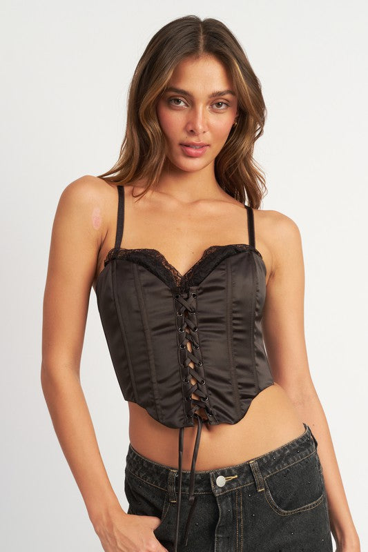 PEEKABOO CORSET TOP WITH LACE DETAIL - Jake J Shop