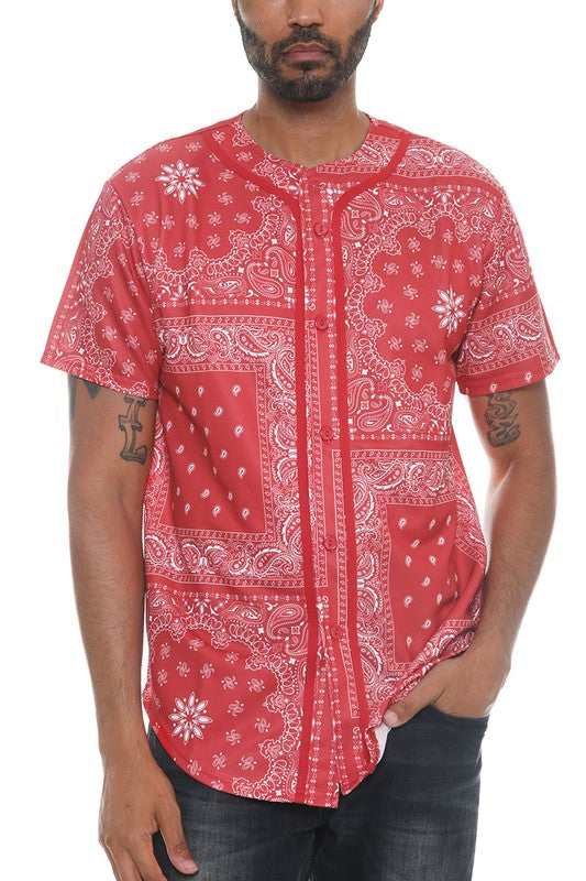 Bandana Print Baseball Jersey - Jake J Shop