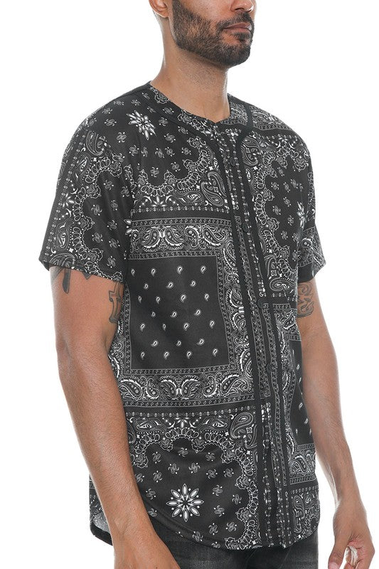 Bandana Print Baseball Jersey - Jake J Shop