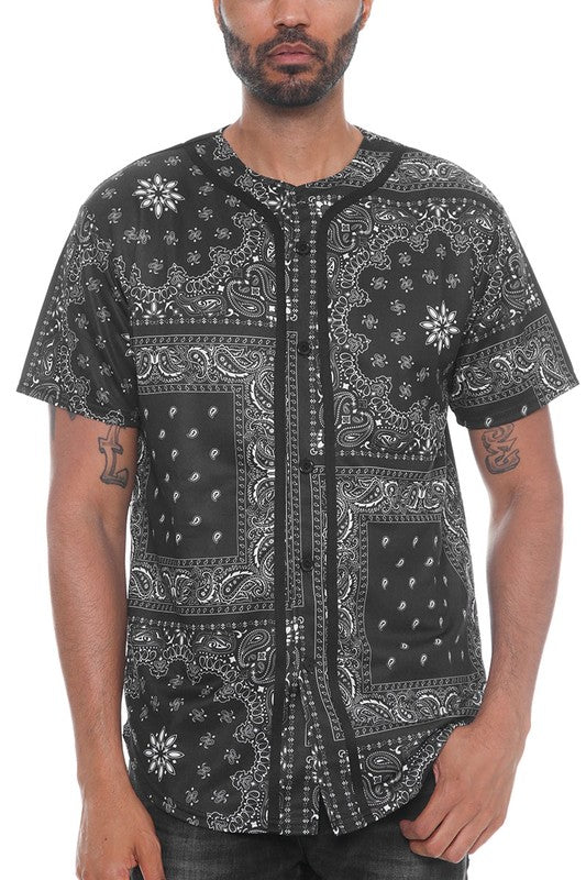 Bandana Print Baseball Jersey - Jake J Shop