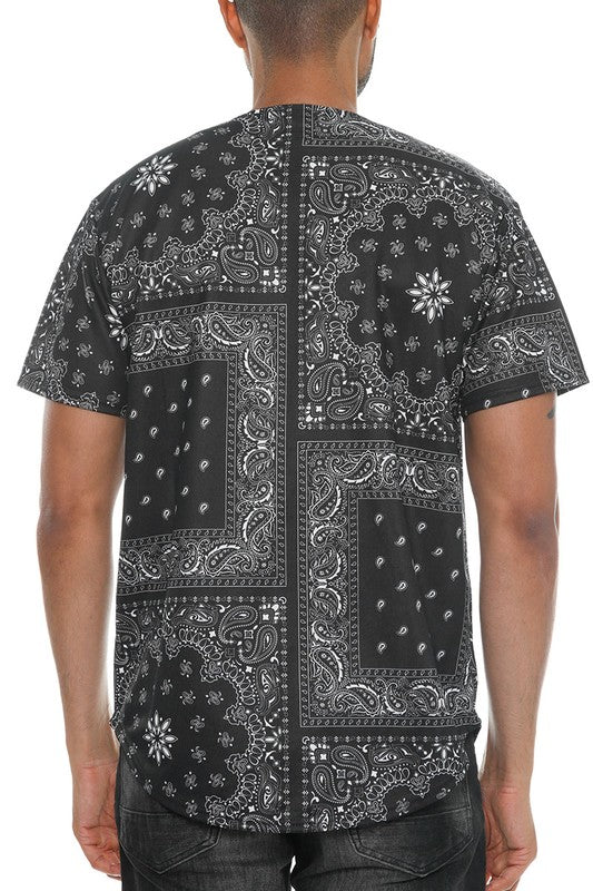 Bandana Print Baseball Jersey - Jake J Shop