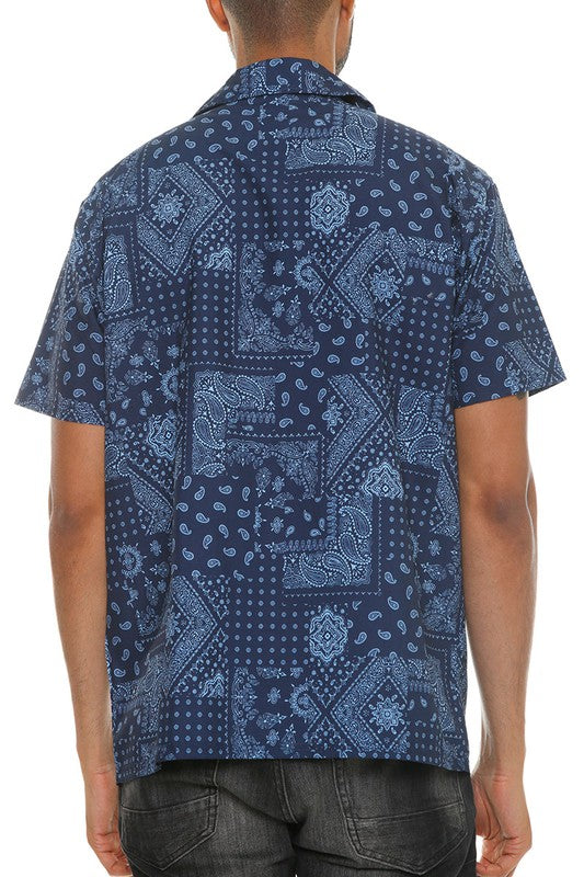 Mens Collared Print Button Down - Jake J Shop