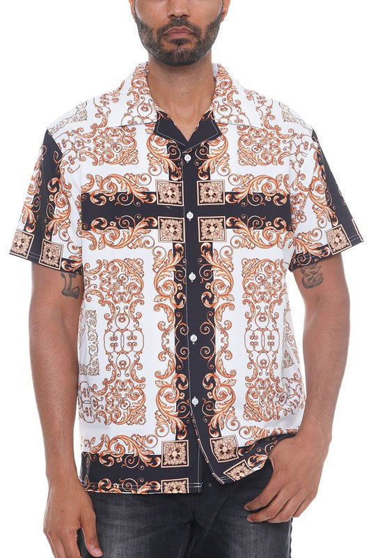 Mens Collared Print Button Down - Jake J Shop