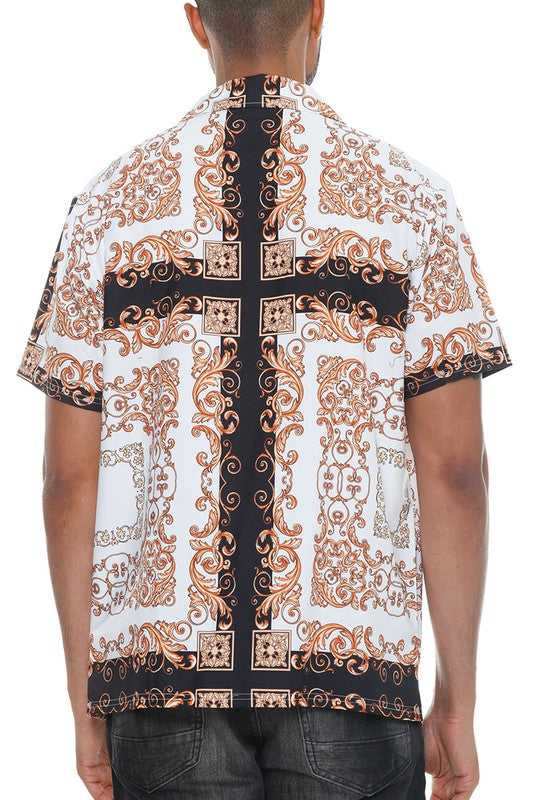 Mens Collared Print Button Down - Jake J Shop