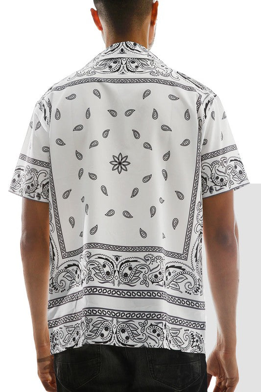 Mens Collared Print Button Down - Jake J Shop