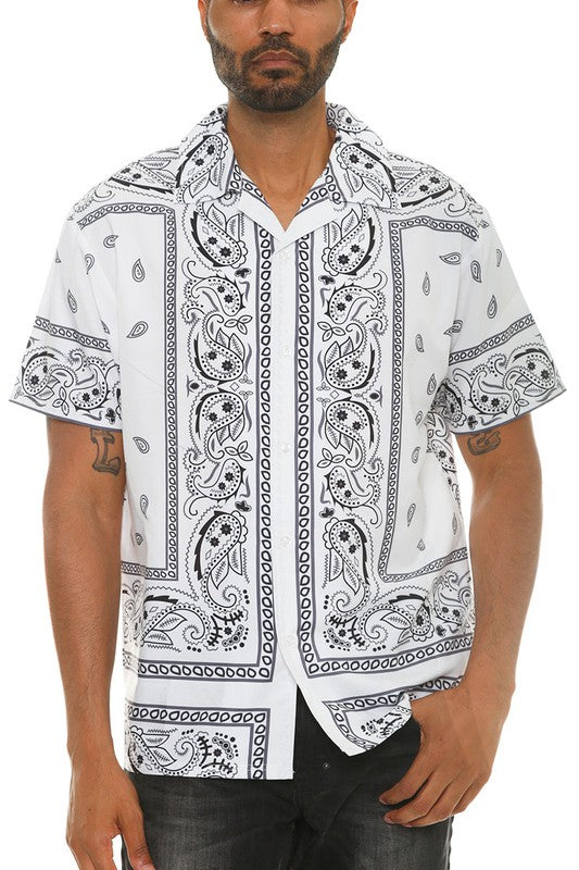 Mens Collared Print Button Down - Jake J Shop