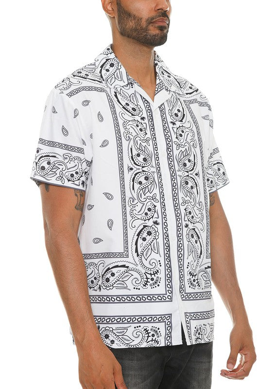 Mens Collared Print Button Down - Jake J Shop