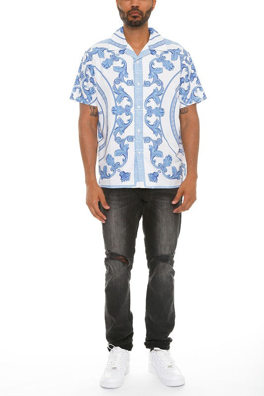 Mens Collared Print Button Down - Jake J Shop