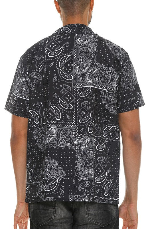 Mens Collared Print Button Down - Jake J Shop