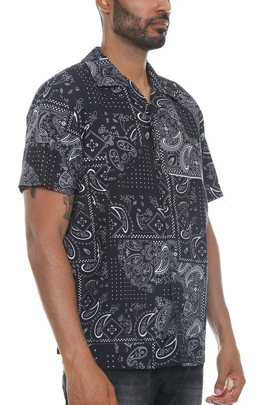 Mens Collared Print Button Down - Jake J Shop