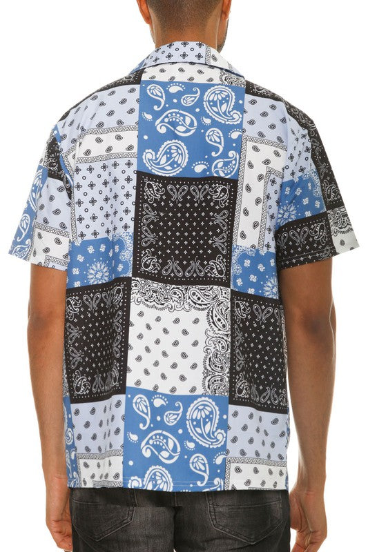 Mens Collared Print Button Down - Jake J Shop