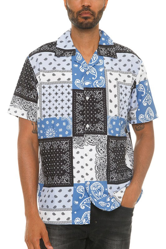 Mens Collared Print Button Down - Jake J Shop