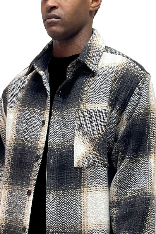 Super Thick Flannel Shirt Jacket Checkered Plaid Shacket - Jake J Shop