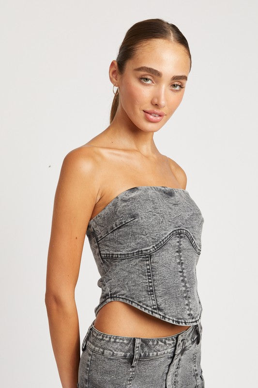 DENIM CORSET TUBE TOP - Jake J Shop