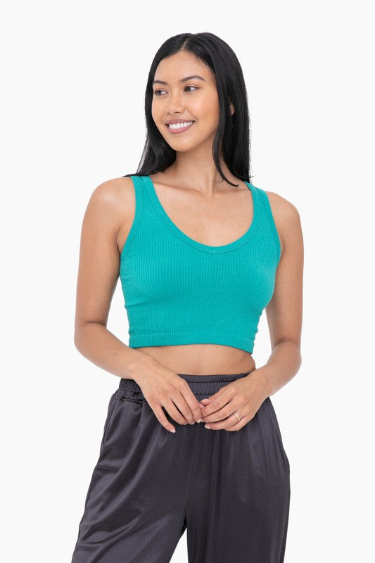 Ribbed Seamless Cropped Tank Top - Jake J Shop