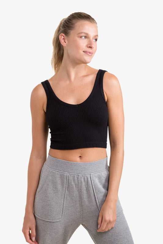 Ribbed Seamless Cropped Tank Top - Jake J Shop