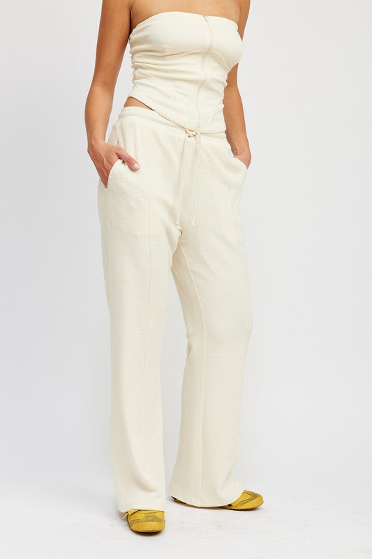 HIGH WAIST PANTS WITH DRAWSTRINGS - Jake J Shop