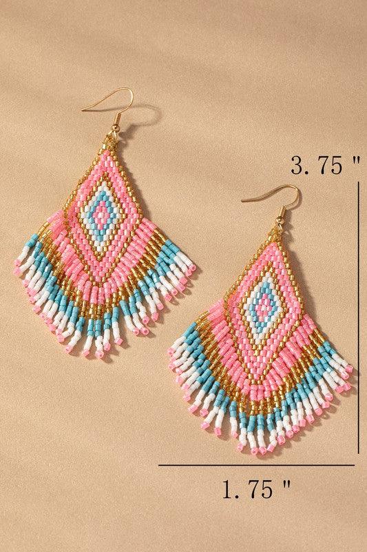 Boho seed bead drop earrings - Jake J Shop