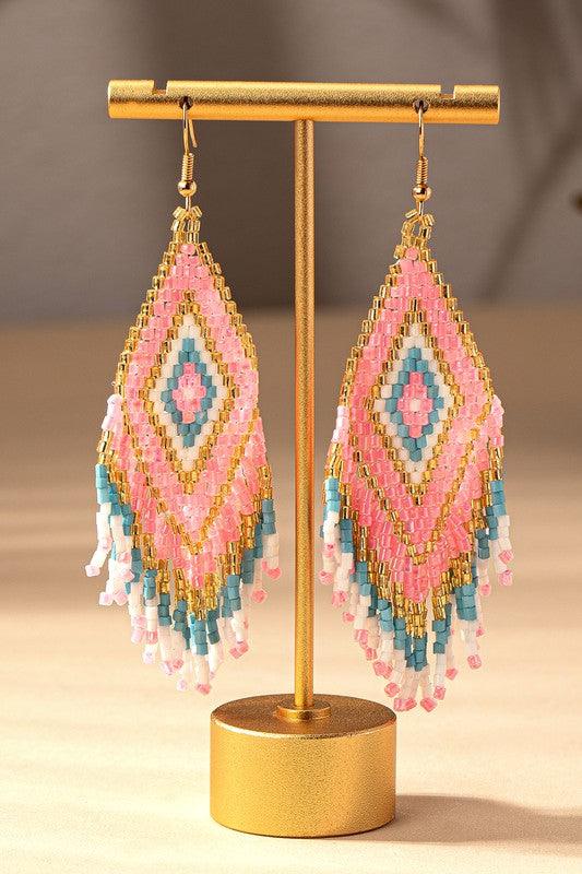 Boho seed bead drop earrings - Jake J Shop