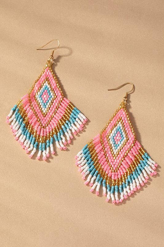 Boho seed bead drop earrings - Jake J Shop