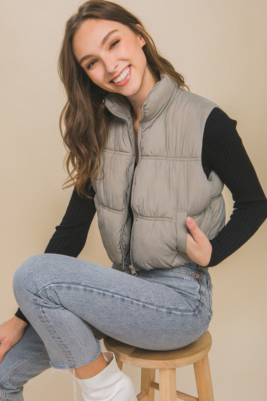 High Neck Puffer Vest - Jake J Shop