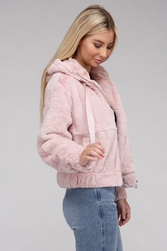 Fluffy Zip-Up Teddy Hoodie - Jake J Shop