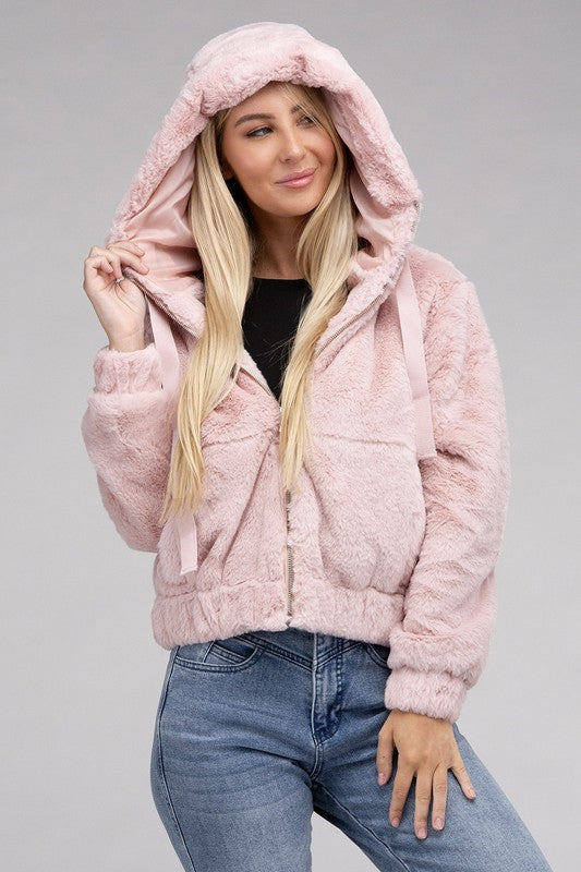 Fluffy Zip-Up Teddy Hoodie - Jake J Shop