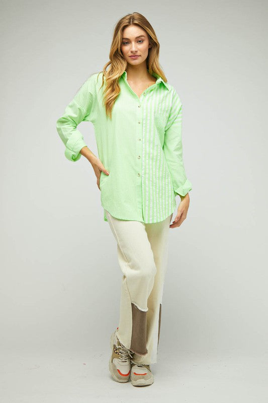 Stripe Button Down Long Sleeve Shirt - Jake J Shop