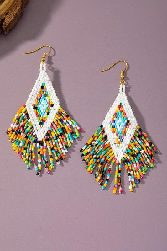 Boho seed bead drop earrings - Jake J Shop