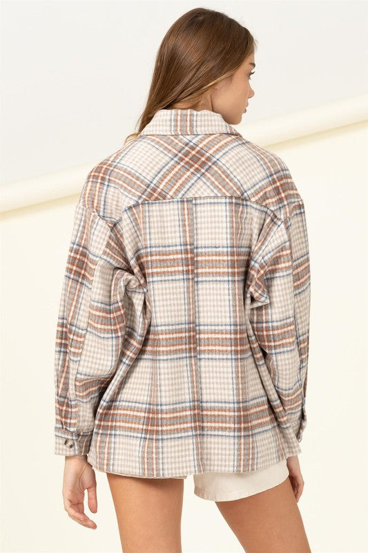 For Myself Plaid Print Button-Front Top