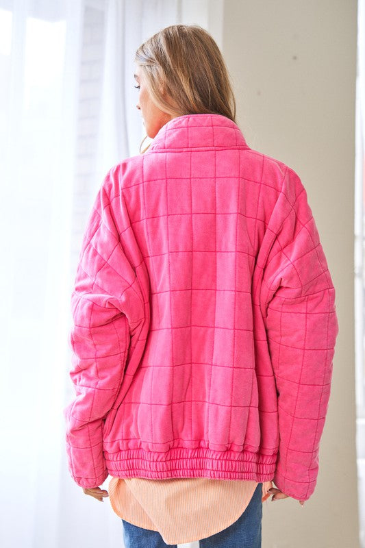 Washed Soft Comfy Quilting Zip Closure Jacket - Jake J Shop