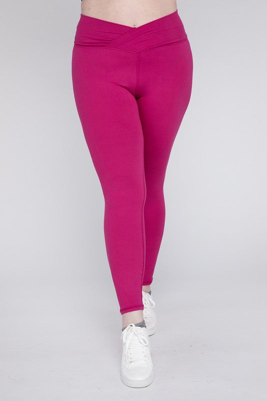 Plus V Waist Full Length Leggings - Jake J Shop