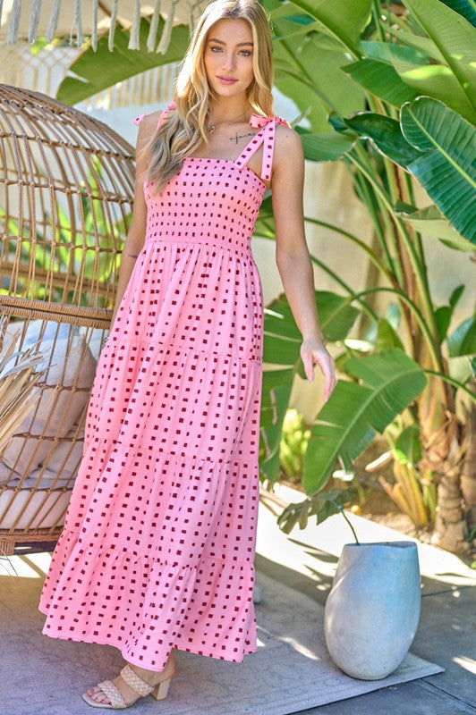 Printed Smocked Ruffle Maxi Dress - Jake J Shop