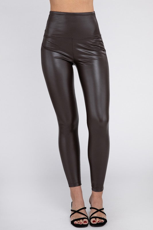 High Rise Faux Leather Leggings - Jake J Shop