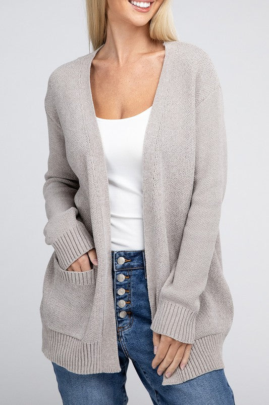 Melange Open Front Sweater Cardigan