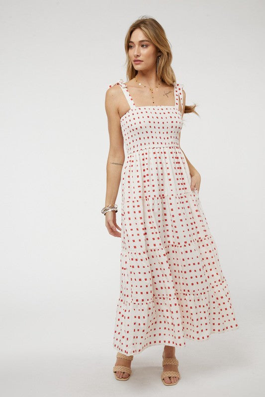 Printed Smocked Ruffle Maxi Dress - Jake J Shop