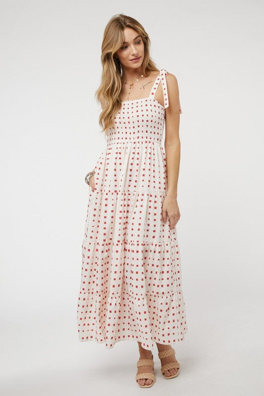 Printed Smocked Ruffle Maxi Dress - Jake J Shop