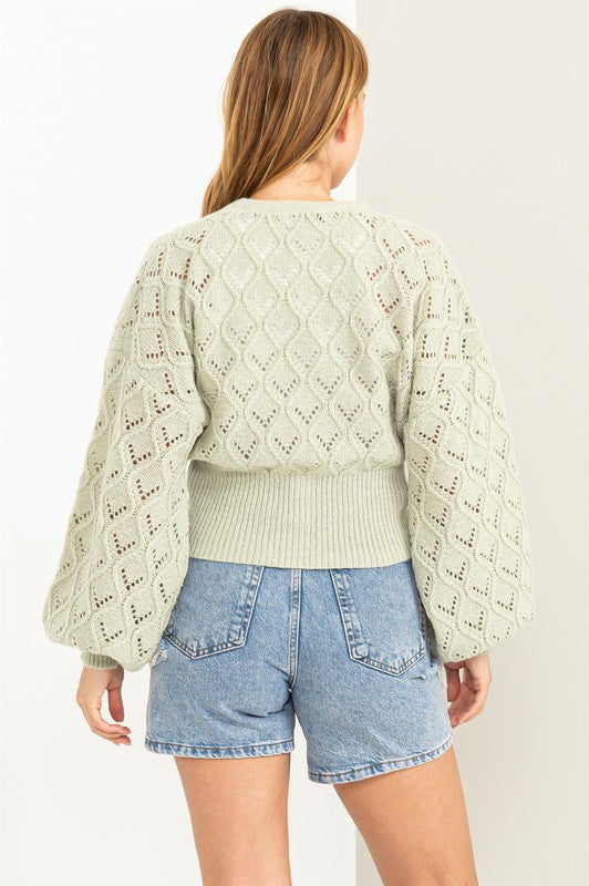 Days Together Pointelle Sweater Cardigan - Jake J Shop