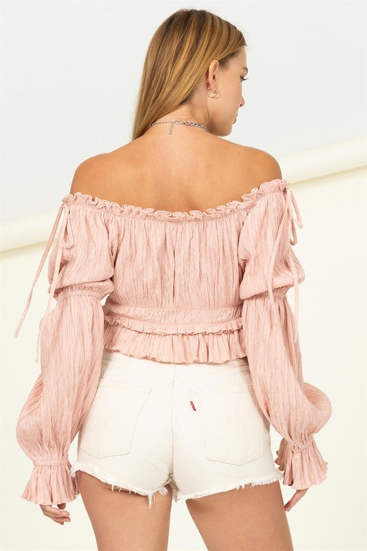 Dipped in Sugar Flounce Hem Blouse